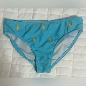 Polo Ralph Lauren Bright blue yellow horses embroidered bikini bottom size 5